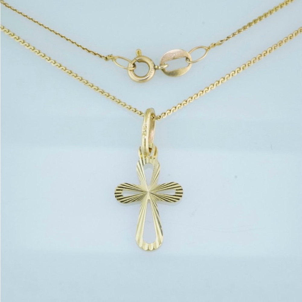 14k yellow gold cross necklace 16”